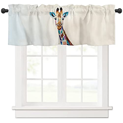 Volant-Vorhang für Fenster, Giraffe, Stangentasche, Volant, Fensterbehandlungen, 1 Panel, afrikanische Tiere, kurze Vorhänge für Küche, Fenster, Badezimmer, Schlafzimmer, 137,2 x 45,7 cm von SunnyM