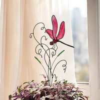 Libelle Suncatcher Pflanzenstecker. Lebhaftes Beeren-Rosa-Buntglas-Gartendekor. Perfekte Housewarming Oder Geburtstagsgeschenk Für Freunde von SunnySandGlass