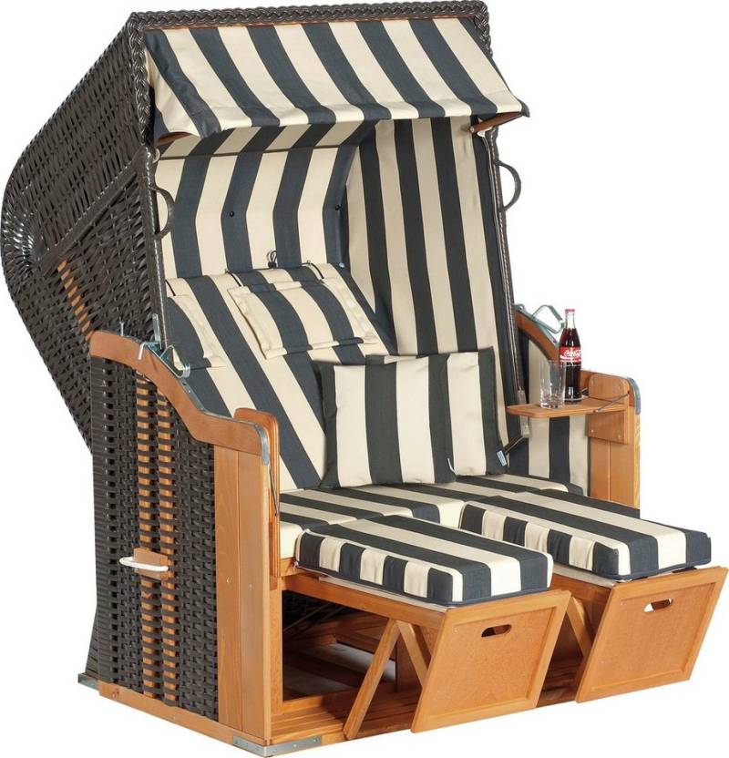 SunnySmart Strandkorb Rustikal 250 Plus, BxTxH: 125x90x160 cm, Halblieger, 2-Sitzer, komplett montiert, Oberkorb in einem Stück geflochten von Sunnysmart