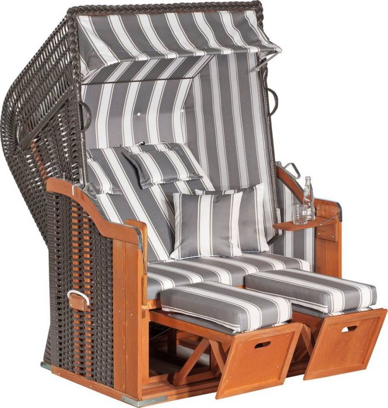 SunnySmart Strandkorb Rustikal 250 Plus, BxTxH: 125x90x160 cm, Halblieger, 2-Sitzer, komplett montiert, Oberkorb in einem Stück geflochten von Sunnysmart