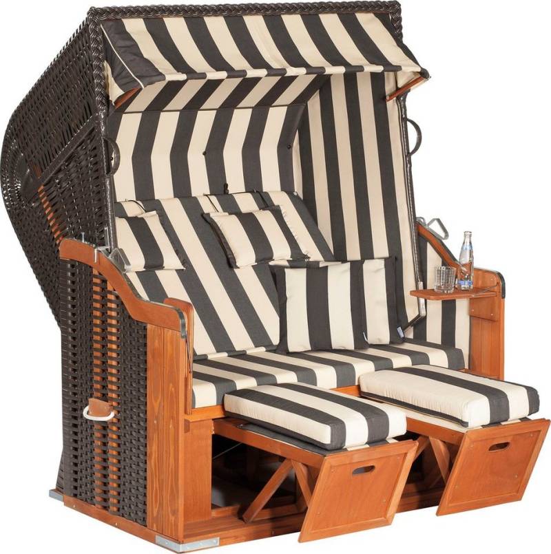 SunnySmart Strandkorb Rustikal 250 Plus XL, BxTxH: 145x90x160 cm, Halblieger, 2 XL-Sitzer, komplett montiert, Oberkorb in einem Stück geflochten von Sunnysmart