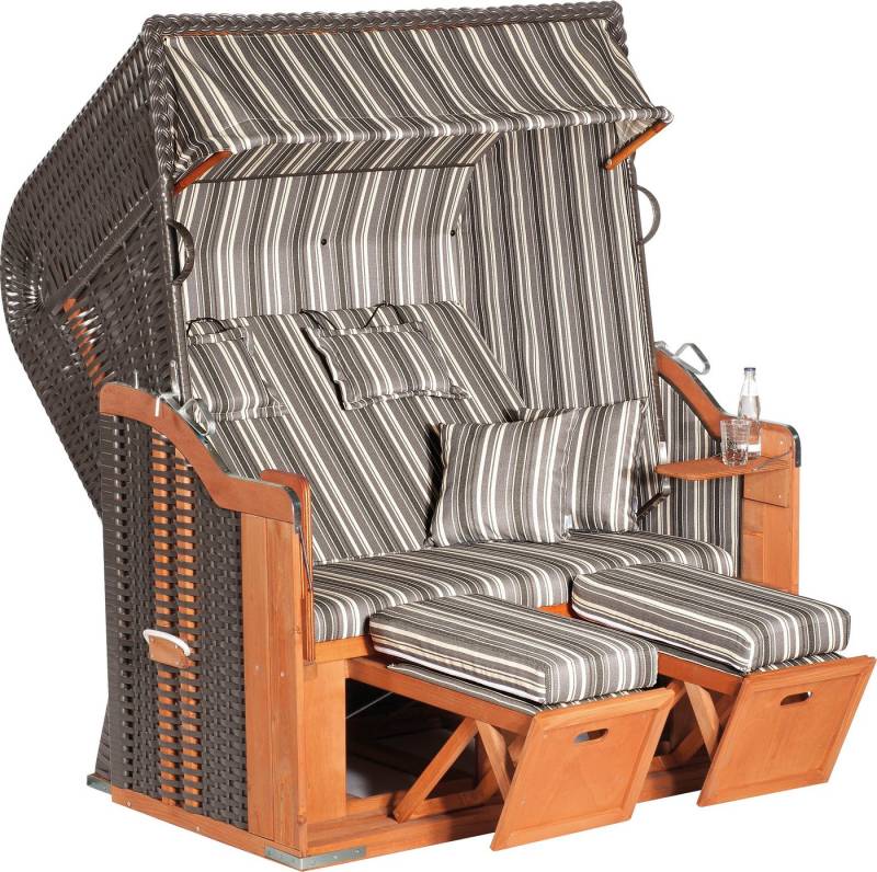 SunnySmart Strandkorb Rustikal 250 Plus XL, BxTxH: 145x90x160 cm, Halblieger, 2 XL-Sitzer, komplett montiert, Oberkorb in einem Stück geflochten von Sunnysmart