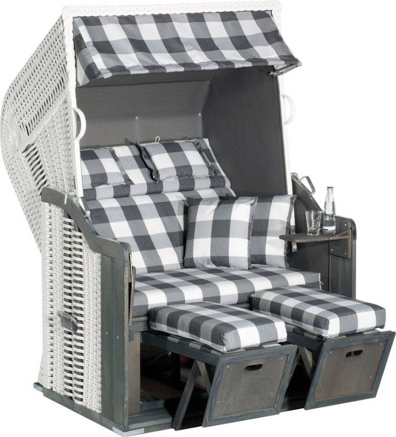 SunnySmart Strandkorb Rustikal 255 Plus, BxTxH: 125x90x160 cm, Halblieger, 2-Sitzer, komplett montiert, Oberkorb in einem Stück geflochten von Sunnysmart