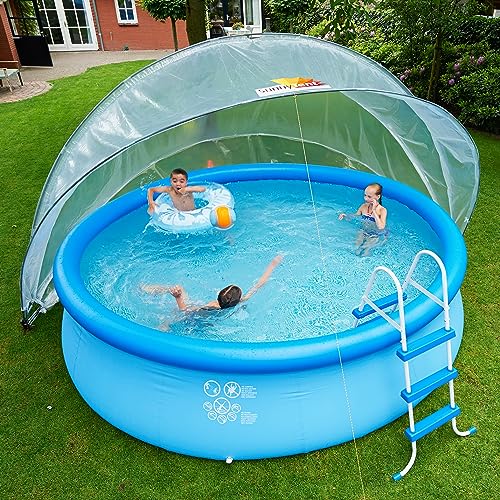 SunnyTent Poolzelt - ø 440/540 / 590/640 cm - Poolkuppel Rund - Warmes & sauberes Badewasser - Keine Energiekosten - Europäische Qualität Pool Zelt - Poolüberdachung Sunny Tent (640 cm) von SunnyTent