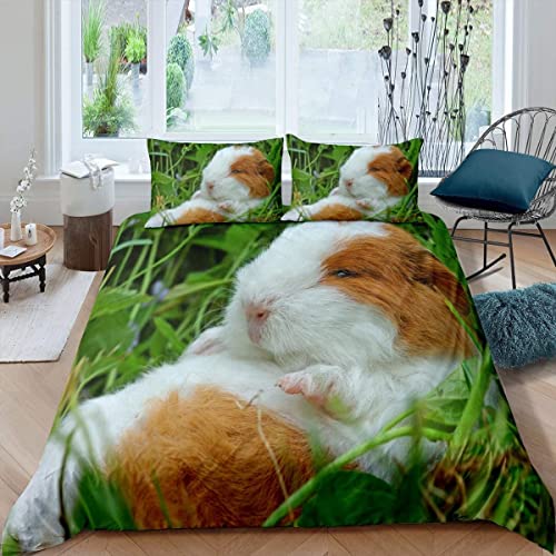 Sunnybed Meerschweinchen Bettbezug 155x220 Niedlicher Meerschweinchen Trösterbezug Nagetierrassen Tagesdecke Tierdruck Bettwäsche Set Atmungsaktive Dekoration 1 Bettbezug mit 1 Kissenbezugn von Sunnybed