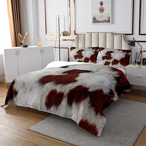 Sunnybed Niedlicher Kuh Print gesteppt,Teens Rindsleder Tagesdecke 240X260,Farm Animal Pelzdecke Set für Kinder Jungen Erwachsene,Wildlife Hair Tagesdecke Quilt Set 3 Stücke mit 2 Kissenbezüge von Sunnybed