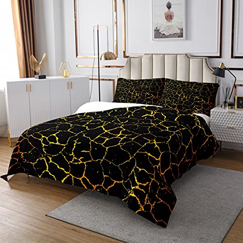 Sunnybed Schwarzer Marmor Tagesdecke Schwarz Gold Cracked Steppdecke Für Kinder Jungen Erwachsene Mann 220x240 Goldene Marmorkorn Weiches Leichtes Bettdecke Set Schlafzimmer Dekor, Multi 4 von Sunnybed