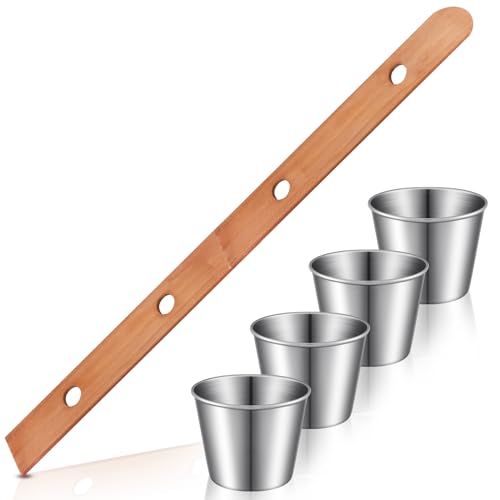 Sunnychicc 1 Set Schnapsbrett Edelstahl Schnapsglas Set Person Trinken Ski Retro Vintage Rustikales Holz Trinkbrett für Party Barware Gefäß für Hochzeit Feier Bar (Holz) von Sunnychicc