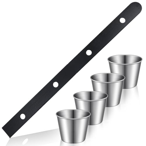 Sunnychicc 1 Set Schnapsbrett Edelstahl Schnapsglas Set Person Trinken Ski Retro Vintage Rustikales Holz Trinkbrett für Party Barware Gefäß für Hochzeit Feier Bar (Schwarz) von Sunnychicc