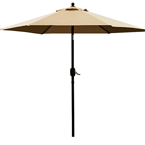 Sunnyglade 19 cm Terrassenschirm Outdoor Tisch-Marktschirm mit Druckknopf Neigung Kurbel 6 Rippen hautfarben von Sunnyglade