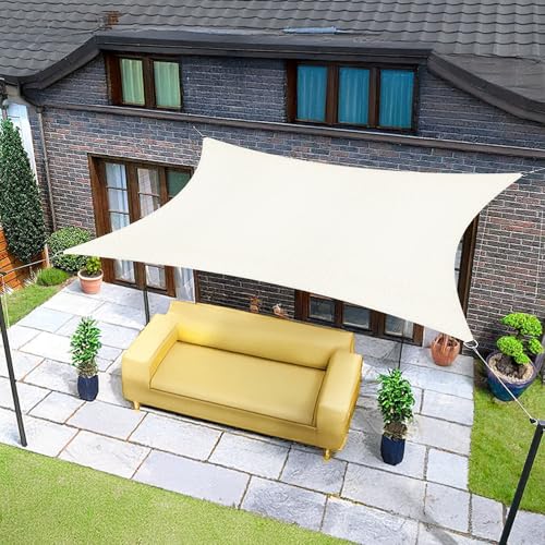 Sunnylaxx 2,5x3m Sonnensegel Rechteckig, Wasserdicht Sonnenschutz Sunsegel Color Creme, 95% UV-Schutz,für Außenbereich,Garten von Sunnylaxx