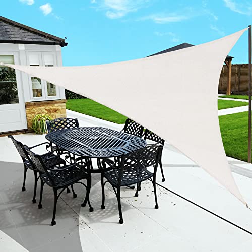 Sunnylaxx 3,6x3,6x3,6m Sonnensegel Dreieckig, Sonnenschutz Sunsegel Color Creme, 95% UV-Schutz,für Außenbereich,Garten von Sunnylaxx