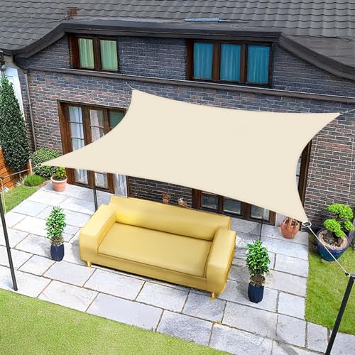 Sunnylaxx 4x4m Sonnensegel Quadrat, Wasserdicht Sonnenschutz Sunsegel Color Helles Khaki, 95% UV-Schutz,für Außenbereich,Garten von Sunnylaxx