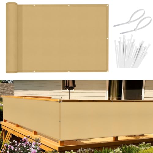 Sunnylaxx Balkon Sichtschutz 60x700 cm Balkonumspannung,Balkonabdeckung PES, Wind- und UV-Schutz,Benutzerdefinierte Sand von Sunnylaxx