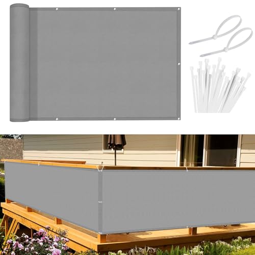 Sunnylaxx Balkon Sichtschutz 65x900 cm Balkonumspannung,Balkonabdeckung PES, Wind- und UV-Schutz,Benutzerdefinierte Hellgrau von Sunnylaxx