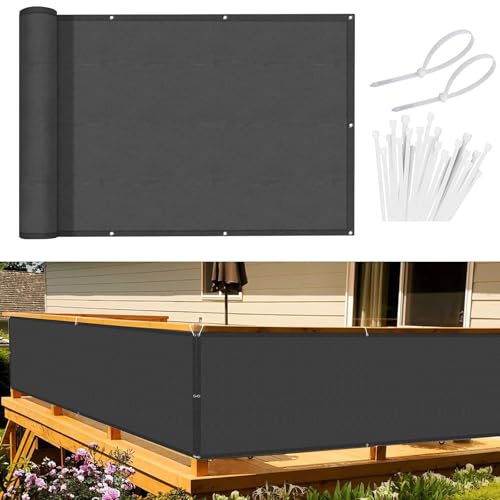 Sunnylaxx Balkon Sichtschutz 80x900cm, Anthrazit Balkonverkleidung Balkonabdeckung Balkonbespannung Blickdichte Windschutz und UV-Schutz mit Kabelbinder von Sunnylaxx