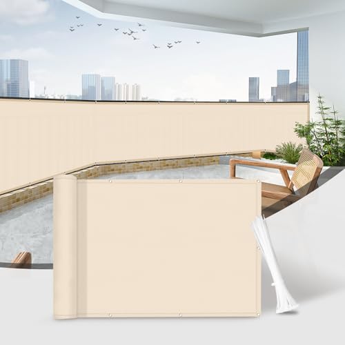 Sunnylaxx Balkon Sichtschutz 85x800cm Balkonumspannung,Balkonabdeckung,Balkonverkleidung 100% wasserdichtes,Wind-und UV-Schutz Khaki von Sunnylaxx