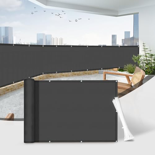 Sunnylaxx Balkon Sichtschutz 90x600cm Balkonumspannung,Balkonabdeckung,Balkonverkleidung 100% wasserdichtes,Wind-und UV-Schutz Dark Anthrazit von Sunnylaxx