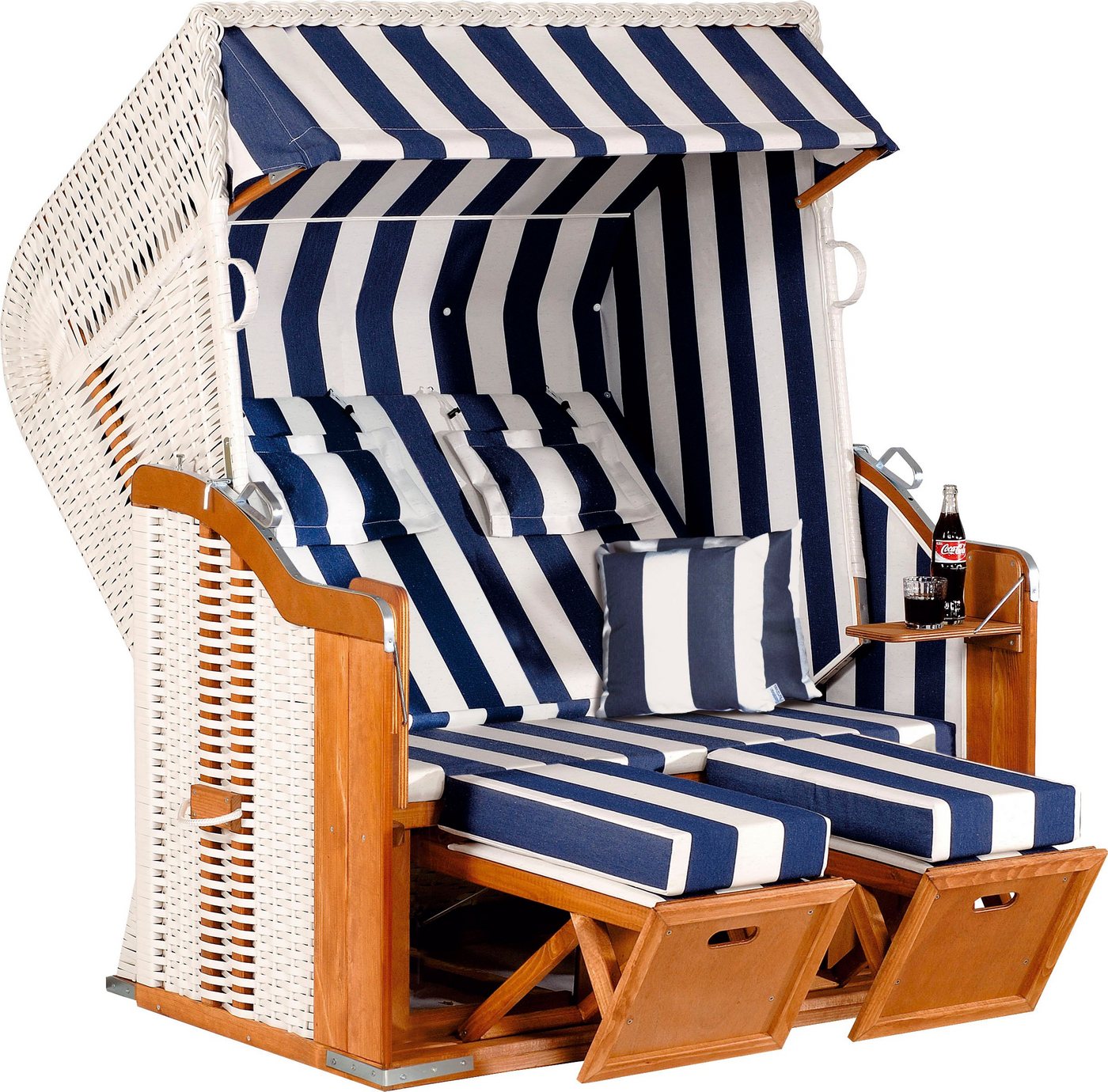 SunnySmart Strandkorb Rustikal 250 Plus XL, TOPSELLER!, BxTxH: 145x90x160 cm, Halblieger, (OTTOs Choice), 2 XL-Sitzer, komplett montiert, Oberkorb in einem Stück geflochten von Sunnysmart