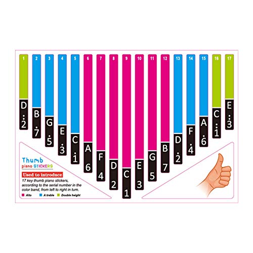 Sunnyushine 17 Key Thumb Piano Stickers Note Stickers Removable Colourful Piano Stickers?Daumen-Klavier-Aufkleber Abnehmbarer Bunter Klavier-Aufkleber Für Daumen-Klavier-Anfänger-Enthusiasten von Sunnyushine