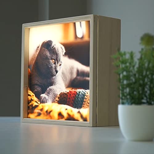 Sunnywall Echtglasbild personalisieren – Foto + Text selbst gestalten | bruchsicheres Glas in brillanter Fotoqualität | Fotogeschenk Geschenkkarte mit LED Leuchtbox, 20 cm x 20 cm von Sunnywall