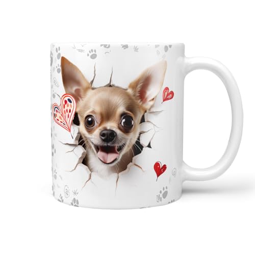 Hunde-Tasse: Chihuahua hellbraun, Liebe zum Haustier | Kaffee-Tasse | Geschenk für Hundeliebhaber Hundebesitzer | Haustierliebe | Geschenkidee | Keramik 330ml | Geschenktasse von Sunnywall