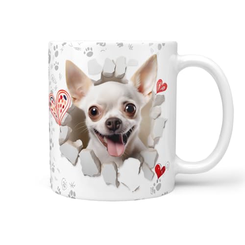 Hunde-Tasse: Chihuahua weiss, Liebe zum Haustier | Kaffee-Tasse | Geschenk für Hundeliebhaber Hundebesitzer | Haustierliebe | Geschenkidee | Keramik 330ml von Sunnywall