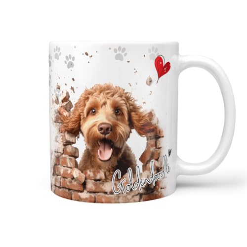 Hunde-Tasse: Liebe zum Haustier | Kaffee-Tasse | Geschenk für Hundeliebhaber Hundebesitzer | Haustierliebe | Geschenkidee | Keramik 330ml (Goldendoodle braun) von Sunnywall