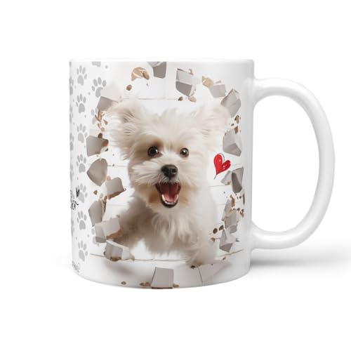 Hunde-Tasse: Liebe zum Haustier | Kaffee-Tasse | Geschenk für Hundeliebhaber Hundebesitzer | Haustierliebe | Geschenkidee | Keramik 330ml (Malteser) von Sunnywall