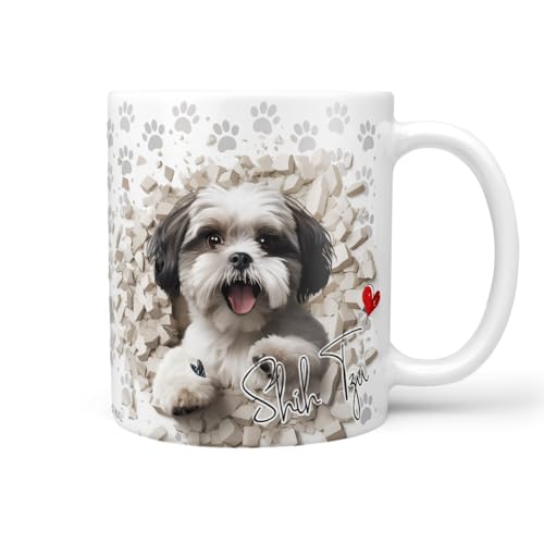 Hunde-Tasse: Liebe zum Haustier | Kaffee-Tasse | Geschenk für Hundeliebhaber Hundebesitzer | Haustierliebe | Geschenkidee | Keramik 330ml (Shih Tzu) von Sunnywall