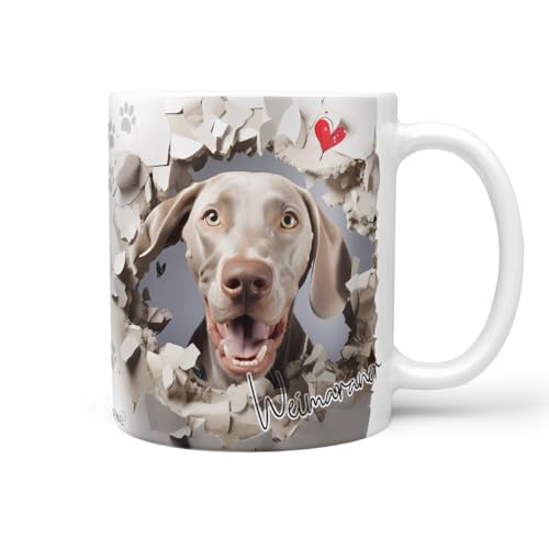 Hunde-Tasse: Liebe zum Haustier | Kaffee-Tasse | Geschenk für Hundeliebhaber Hundebesitzer | Haustierliebe | Geschenkidee | Keramik 330ml (Weimaraner) von Sunnywall