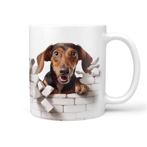 Hunde-Tasse: brauner Dackel, Liebe zum Haustier | Kaffee-Tasse | Geschenk für Hundeliebhaber Hundebesitzer | Haustierliebe | Geschenkidee | Keramik 330ml | Geschenktasse von Sunnywall