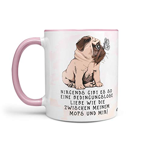 Kaffeetasse Tasse Teetasse Mops und mir pug Schmetterling Bedingungslose Liebe von Sunnywall