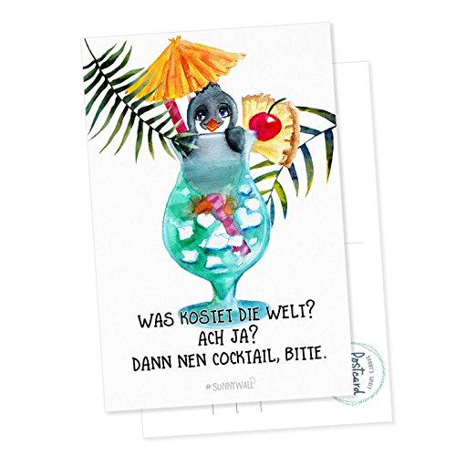 Postkarte Pinguin - Was kostet die Welt? Ach ja? Dann nen Cocktail bitte. Postkarte Pinguin - Was kostet die Welt? Ach ja? Dann nen Cocktail bitte. von Sunnywall