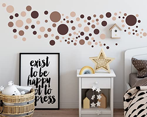 Sunnywall® 130 bunte Wandtattoo Kreise als Sticker Set für Baby- & Kinderzimmer - Punkt-Dots als Klebepunkte in verschiedenen Farben Wandaufkleber für eine individuelle Wandgestaltung Erdtöne Braun von Sunnywall