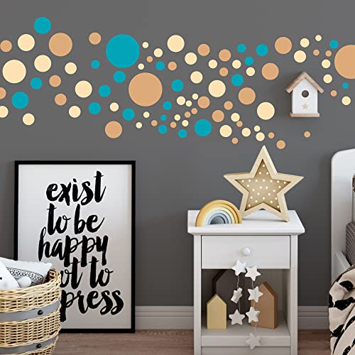 Sunnywall® 130 bunte Wandtattoo Kreise als Sticker Set für Baby- & Kinderzimmer - Punkt-Dots als Klebepunkte in verschiedenen Farben - Wandaufkleber für eine individuelle Wandgestaltung Strand von Sunnywall