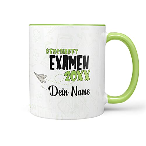 Sunnywall® Tasse Examen 20XX - Wähle dein Jahr und Namen zum erfolgreichen Abschluss inkl. Geschenkkarte Grün von Sunnywall