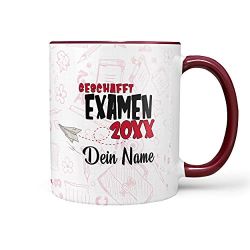 Sunnywall® Tasse Examen 20XX - Wähle dein Jahr und Namen zum erfolgreichen Abschluss inkl. Geschenkkarte Rot von Sunnywall