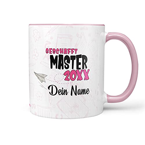 Sunnywall® Tasse Master-Tasse Master 20XX - Wähle dein Jahr und Namen zum erfolgreichen Master inkl. Geschenkkarte Rosa von Sunnywall