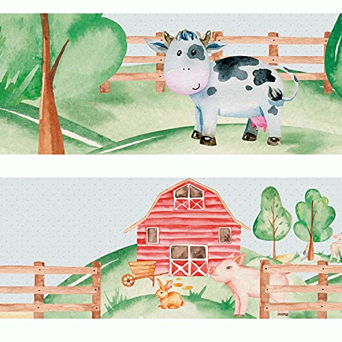 Sunnywall® Wandbordüre Bauernhof Tiere Farm – einzigartiges Design | Baby- Kinderzimmer Dekoration | hochwertiges Tapetenvlies | 400 x 12 cm von Sunnywall