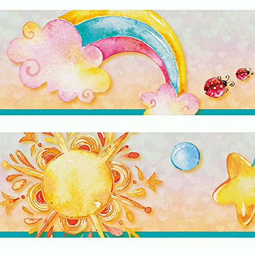 Sunnywall® Wandbordüre Regenbogen Butterfly einzigartiges Design | Baby- Kinderzimmer Dekoration | hochwertiges Tapetenvlies | 400 x 12 cm von Sunnywall