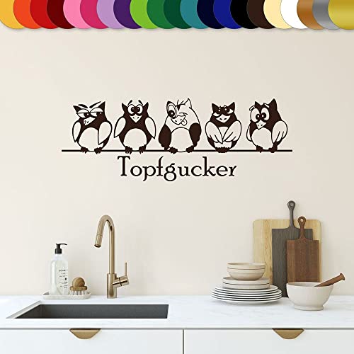 Sunnywall® Wandtattoo Wandaufkleber Topfgucker Eulen Vögel Spruch Aufkleber Küche selbstklebend Wandsticker (30,00 cm x 11,00 cm (Gr0), Braun) von Sunnywall