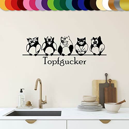 Sunnywall® Wandtattoo Wandaufkleber Topfgucker Eulen Vögel Spruch Aufkleber Küche selbstklebend Wandsticker (30,00 cm x 11,00 cm (Gr0), Schwarz) von Sunnywall