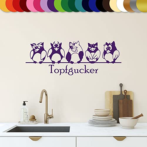 Sunnywall® Wandtattoo Wandaufkleber Topfgucker Eulen Vögel Spruch Aufkleber Küche selbstklebend Wandsticker (30,00 cm x 11,00 cm (Gr0), Violett) von Sunnywall