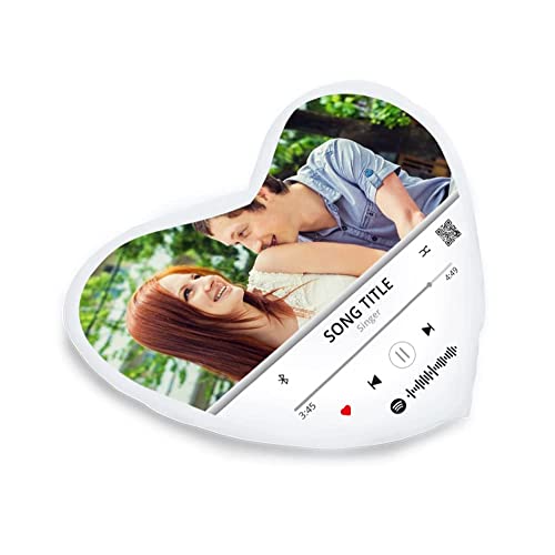 Sunnywall® personalisiertes Kissen Herz Lieblings Song Music Cover selbst gestalten mit eigenem Foto – Fotokissen individuell personalisiert Foto von Sunnywall