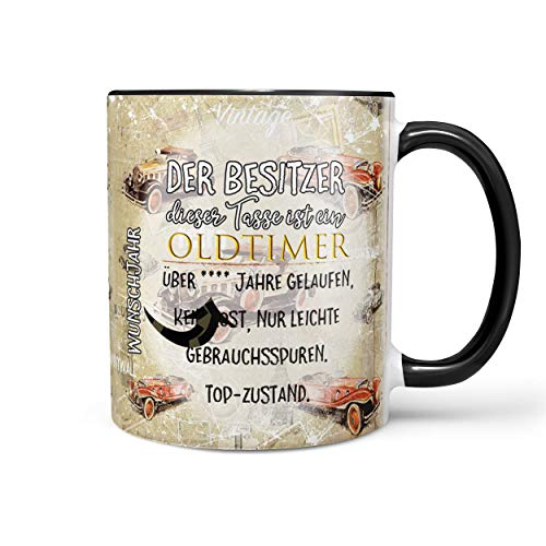 Sunnywall **Wähle Dein Wunschjahr** Fun Tasse mit Oldtimer Spruch zum Wunschjahr Geburtstag Kaffeetasse (Wunschjahr Geburtstag) inkl. gratis Geschenkkarte von Sunnywall