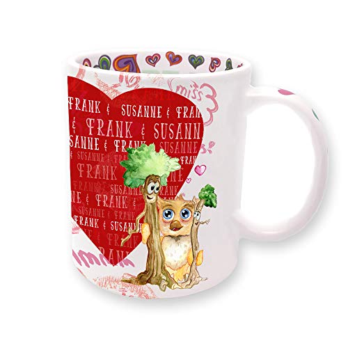 Sunnywall Auswahl Tasse Name & Name personalisiert Geschenk Namen Kaffeetasse Valentinstag Liebe Hochzeit Dankeschön Jahrestag (Eule Baum Tree) von Sunnywall