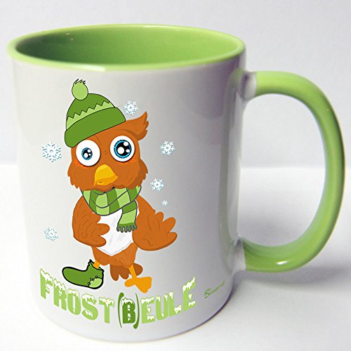 Sunnywall Auswahl Tasse Sunny die Eule owl Mug Spruch Motive Fun Geschenk Keramik, Original Geschenkidee (72-tas-Gruen Frostbeule) von Sunnywall