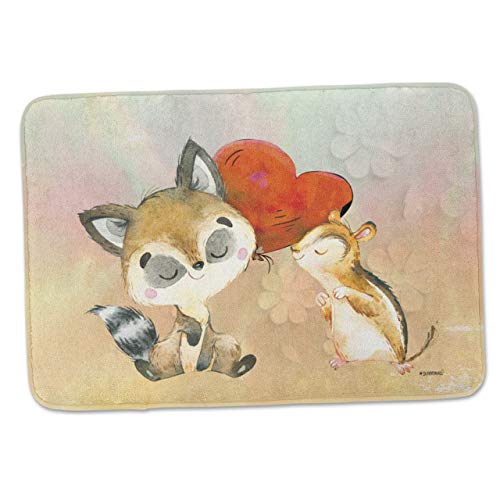 Sunnywall Bettvorleger mit individuellem Text - Badematte Badteppich Badvorleger Kinderzimmer 59 x 40 (10 Waschbär-Hamster) von Sunnywall
