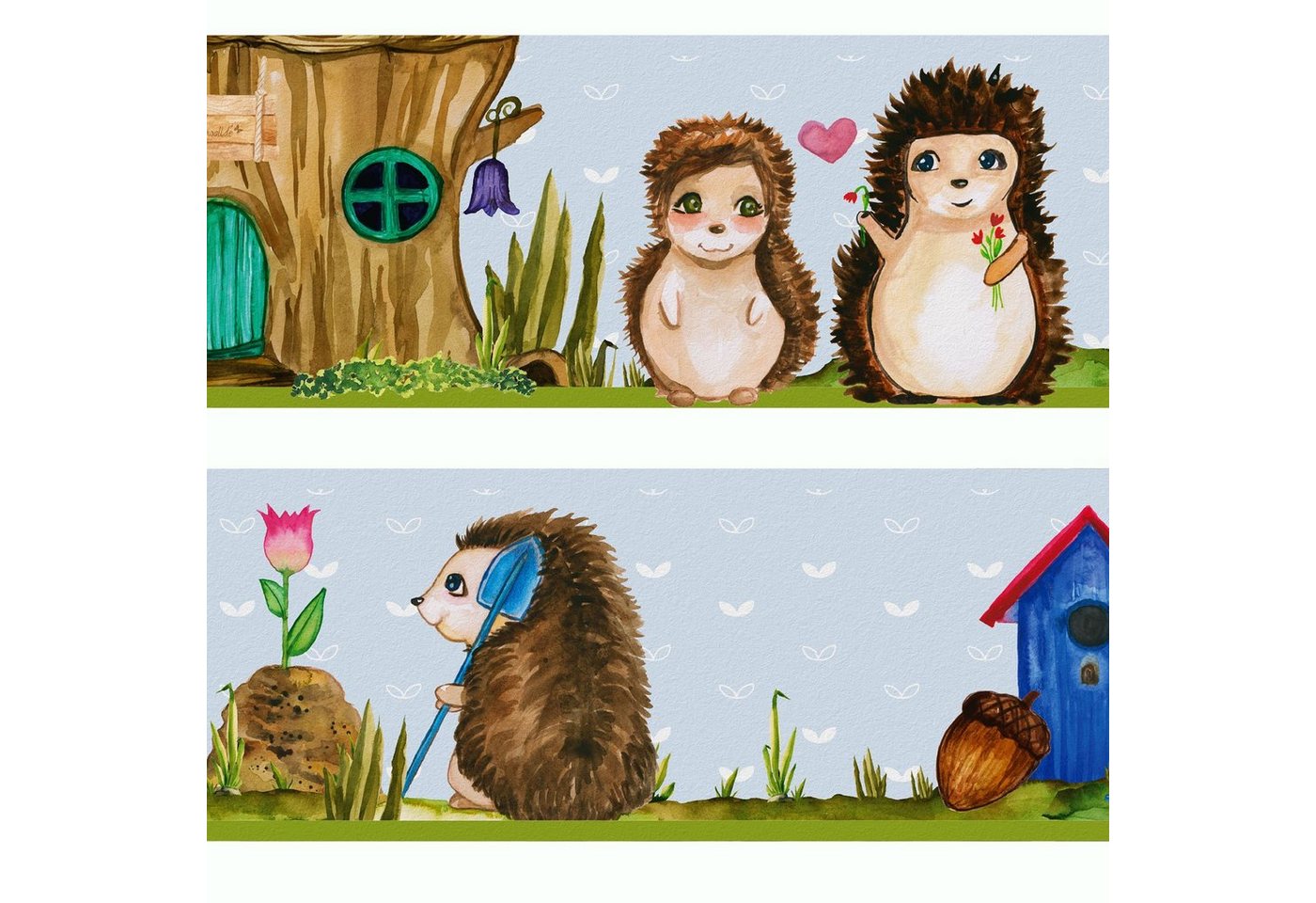 Sunnywall Bordüre Igel (Bordüre - 400 cm) - Vliestapete, Comic, Wald, (1 St), hochwertige 200 g/m² Vliestapete von Sunnywall